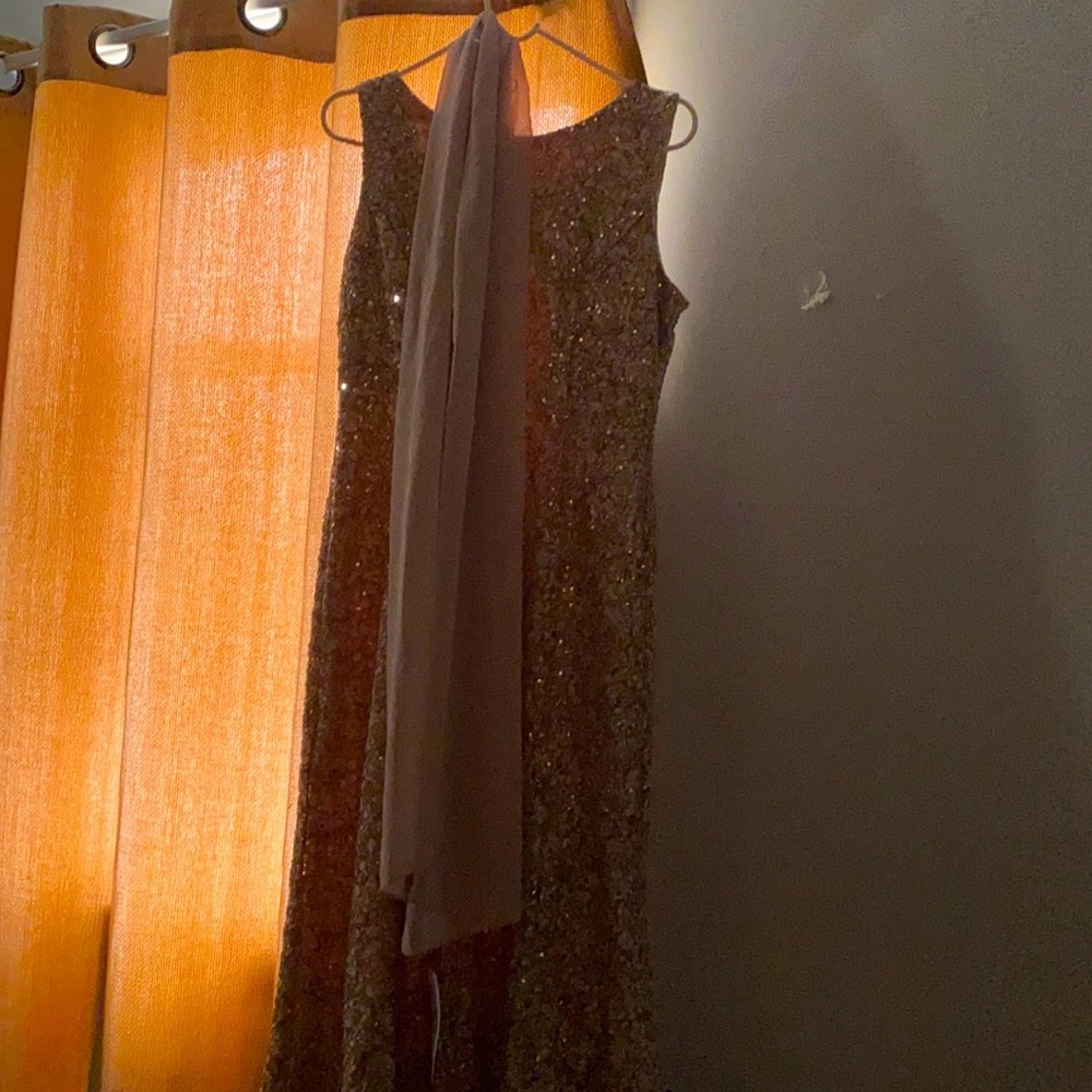 Beautiful shiny tan color special event dress